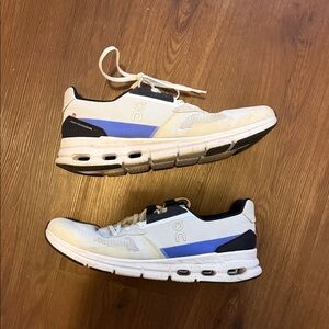 On Running Men's Cream and Blue Athletic Shoes